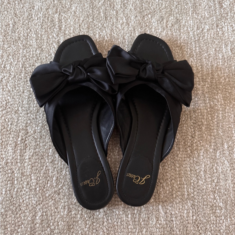 Satin Bow Slippers - J. Crew